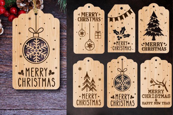 Download Christmas Gift Tag Laser Cut Bundle - Christmas gift Collection